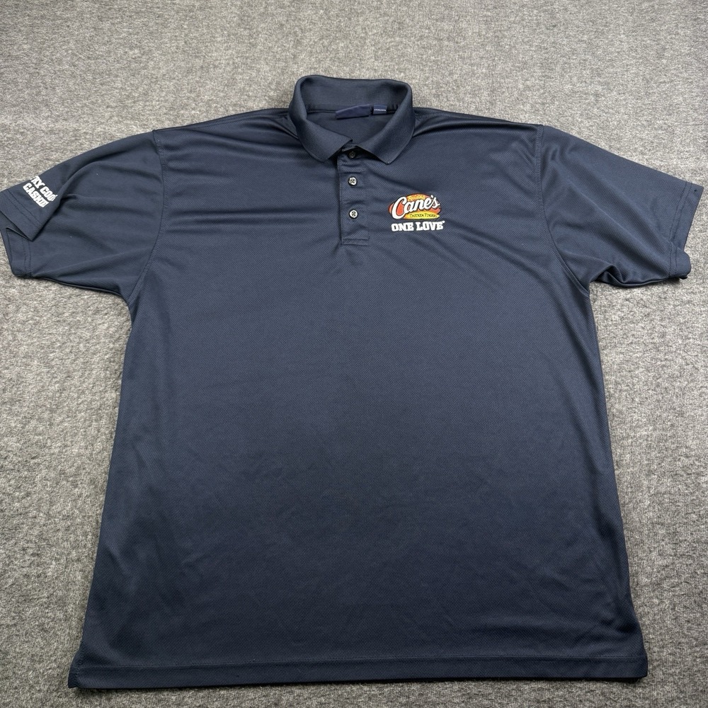Raising Canes Polo Shirt Mens XL Blue Uniform Employee Fry Cook Cashier One Love